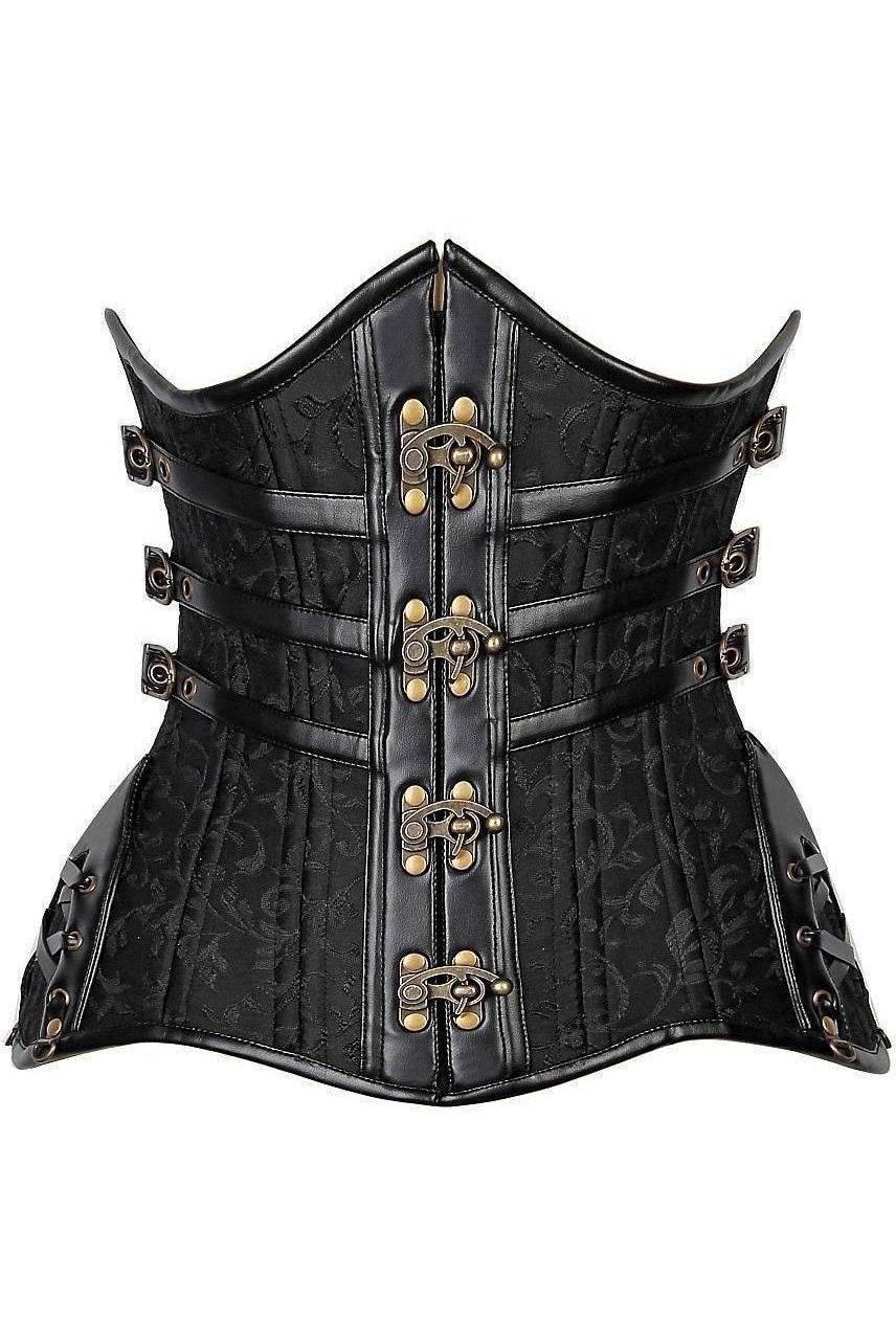 Daisy Corsets Top Drawer CURVY Steampunk Steel Double Boned Under Bust Corset in Black  from SexyShoes.com