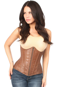 Daisy Corsets Top Drawer Faux Leather Underbust Corset in Brown  from SexyShoes.com