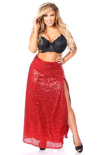 Top Drawer Long Red Sequin Skirt by Daisy