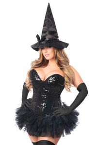 Daisy Corsets Top Drawer Plus Size 4 PC Sexy Witch Corset Costume in Black  from SexyShoes.com