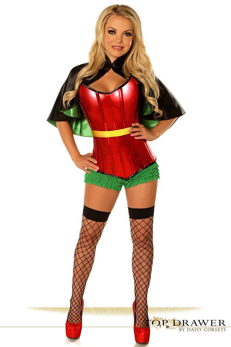 Daisy Corsets Top Drawer Plus Size Superhero Sidekick Corset Costume in Red 
