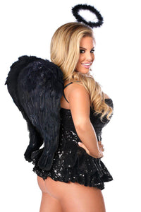 Daisy Corsets Top Drawer Premium Sequin Dark Angel Corset Dress Costume in Black 