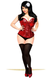 Daisy Corsets Top Drawer Red Sequin Steel Boned Corset in Red 
