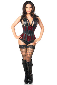 Daisy Corsets Top Drawer Red Velvet Steel Boned Underbust Corset in Red 