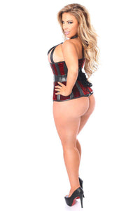 Daisy Corsets Top Drawer Red Velvet Steel Boned Underbust Corset in Red 