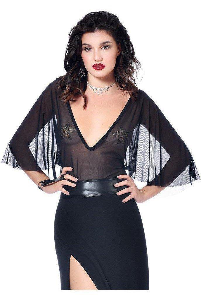 Les P'Tites Folies Topaze Fetish Top in Black Mesh from SexyShoes.com