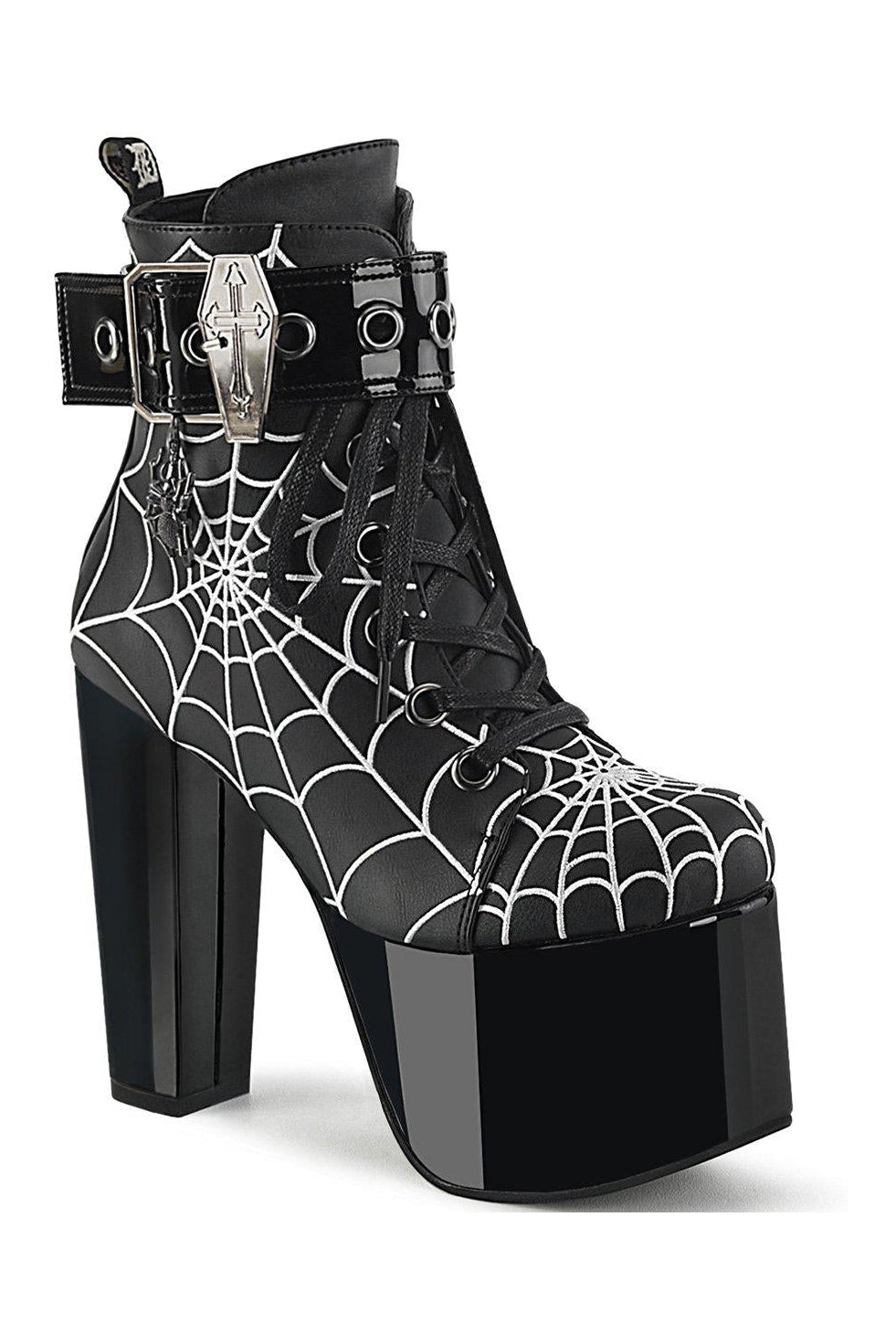 TORMENT-51 Ankle Boot | Black Faux Leather-Ankle Boots-Demonia-SEXYSHOES.COM