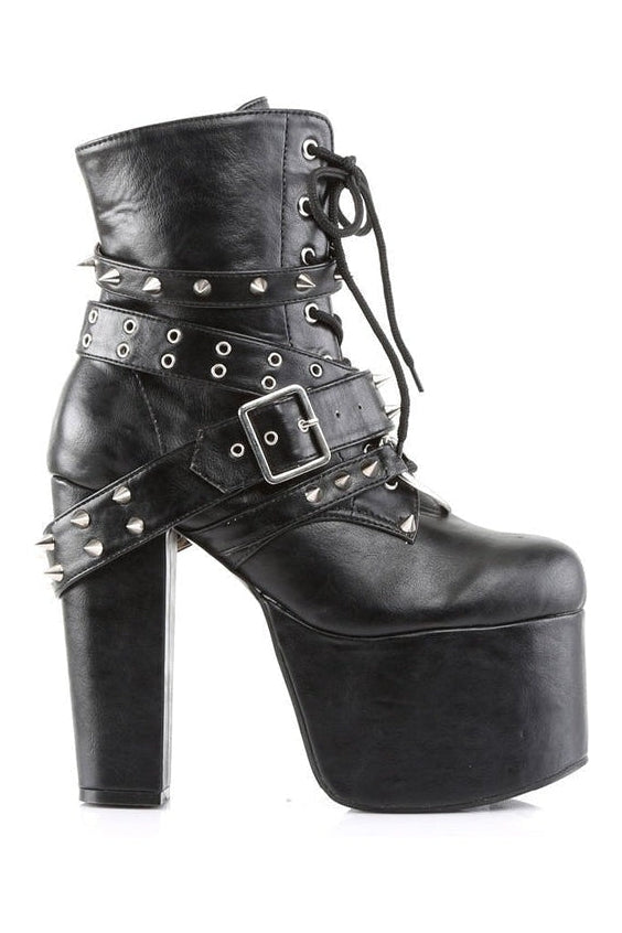 TORMENT-700 Demonia Ankle Boot | Black Faux Leather-Demonia-Ankle Boots-SEXYSHOES.COM