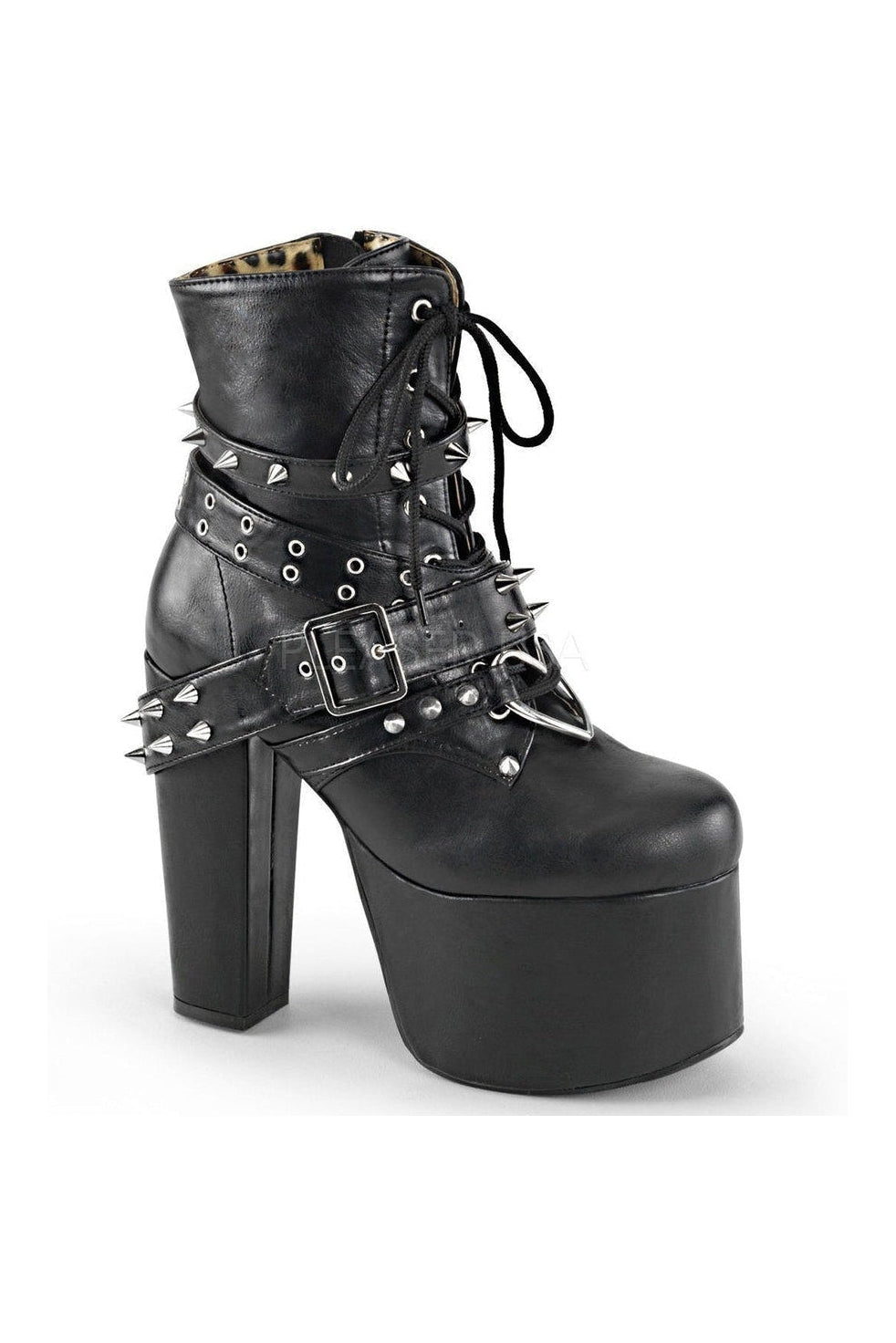 TORMENT-700 Demonia Ankle Boot | Black Faux Leather-Demonia-Black-Ankle Boots-SEXYSHOES.COM