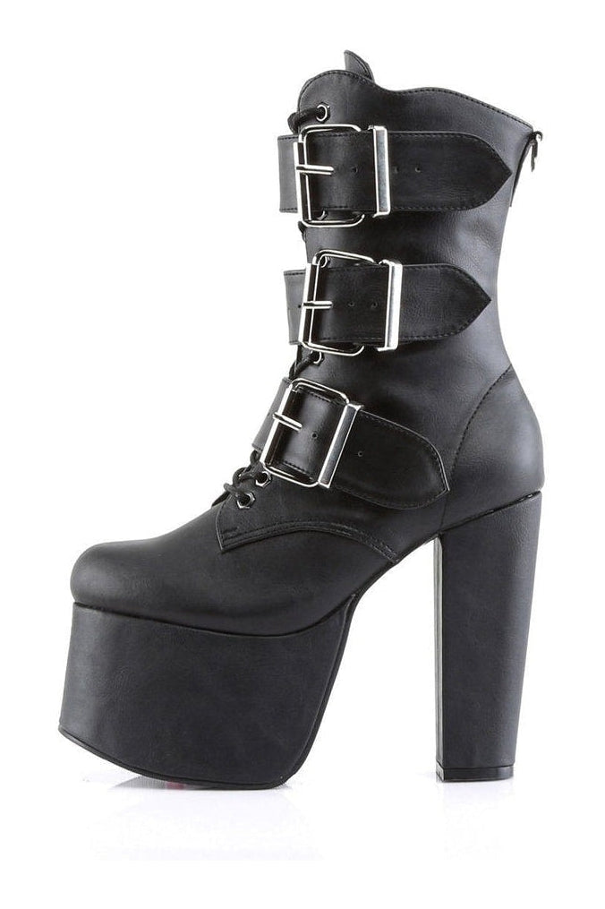 TORMENT-703 Demonia Ankle Boot | Black Faux Leather-Demonia-Ankle Boots-SEXYSHOES.COM