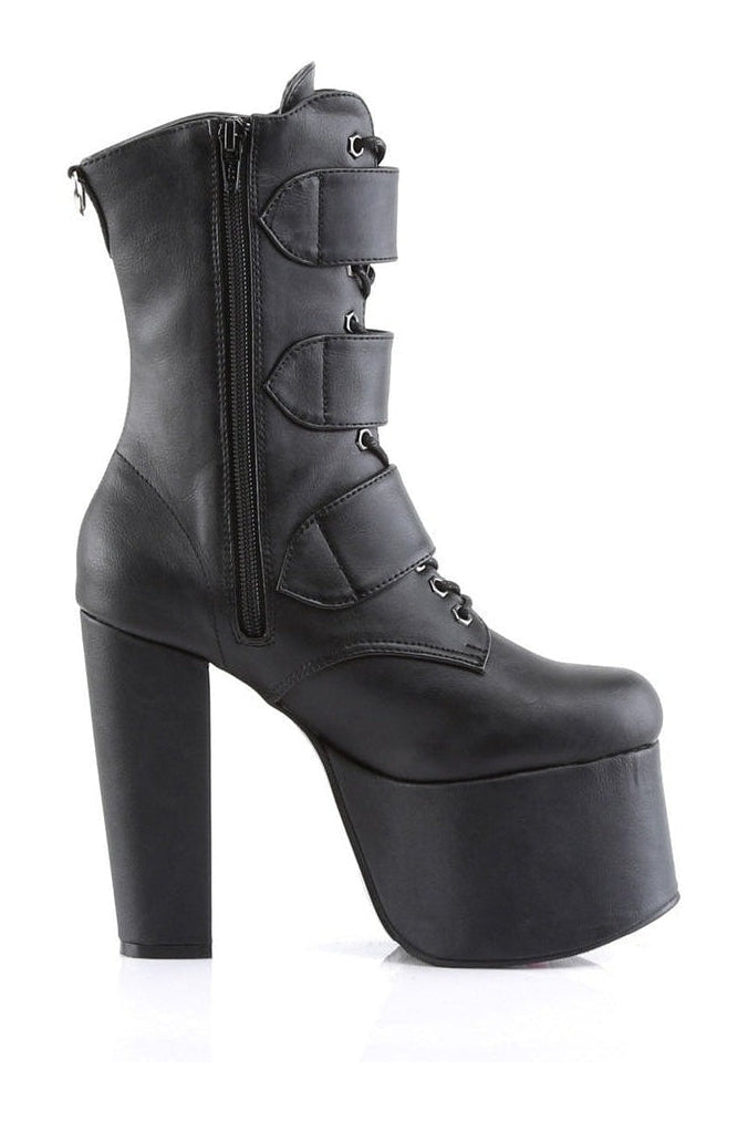 TORMENT-703 Demonia Ankle Boot | Black Faux Leather-Demonia-Ankle Boots-SEXYSHOES.COM