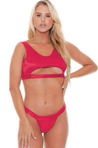 Bodyshotz Underboob Cutout Crop Top in Red  from SexyShoes.com