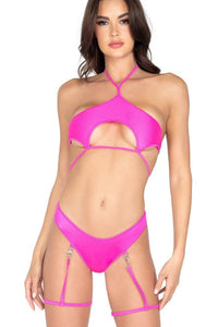 Roma Dancewear Underboob Cutout Tie Top in Fuchsia  from SexyShoes.com