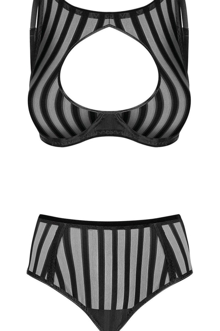 Underwired Tulle High Neck Bra and Panty Set