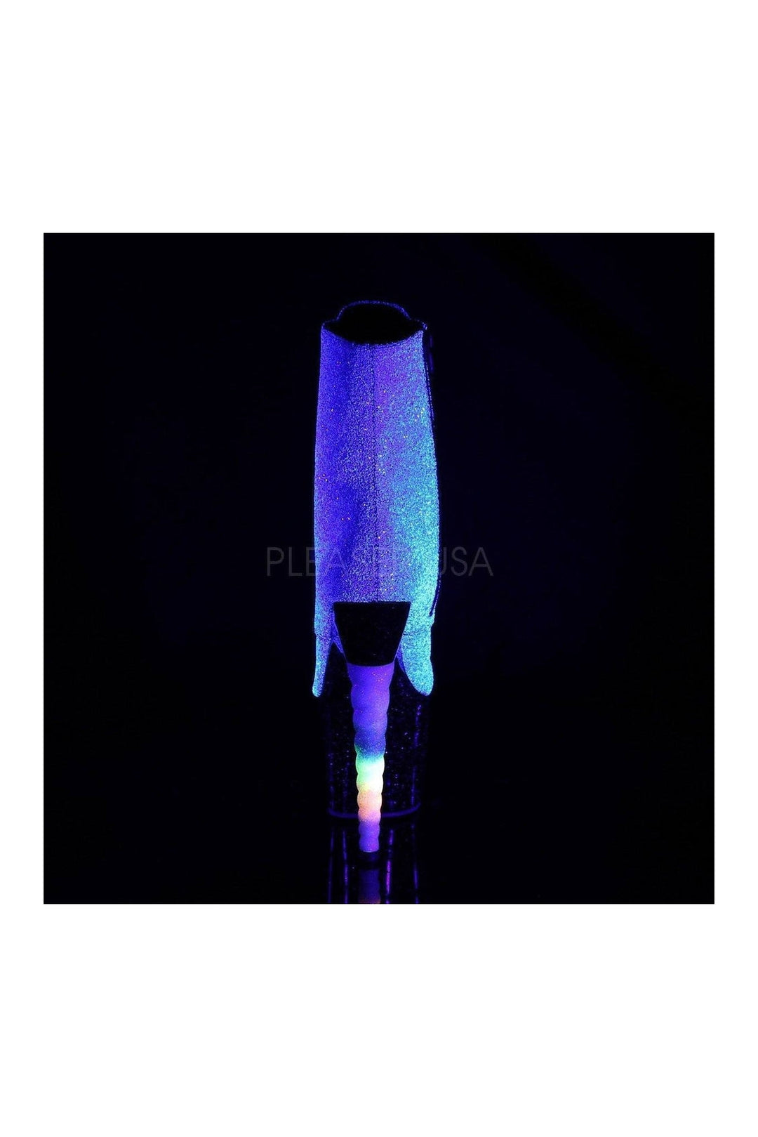 Pleaser UNICORN-1020G Exotic Ankle Boot in Purple Glitter