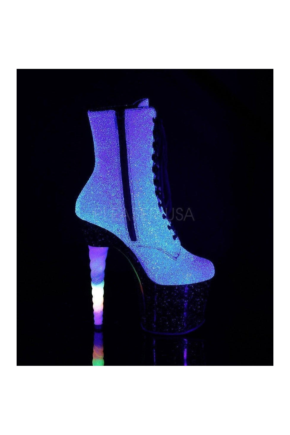 UNICORN-1020G Stripper Ankle Boot | Purple Glitter-Pleaser-SEXYSHOES.COM