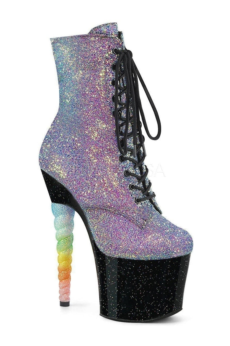 Pleaser UNICORN-1020G Exotic Ankle Boot in Purple Glitter from SexyShoes.com