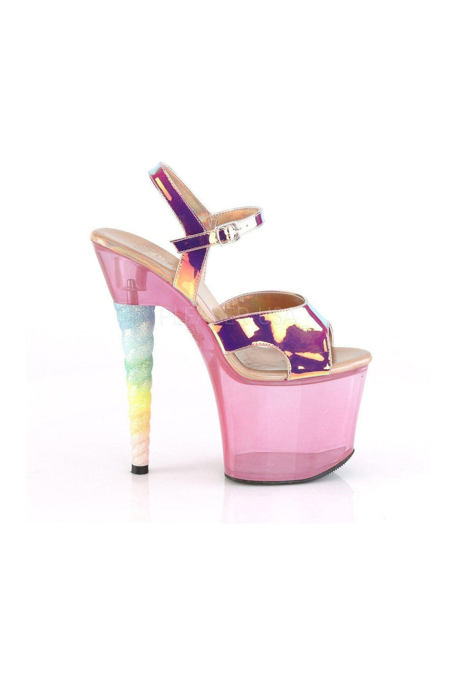 Pleaser UNICORN-711T Platform Sandal in Fuchsia Vinyl