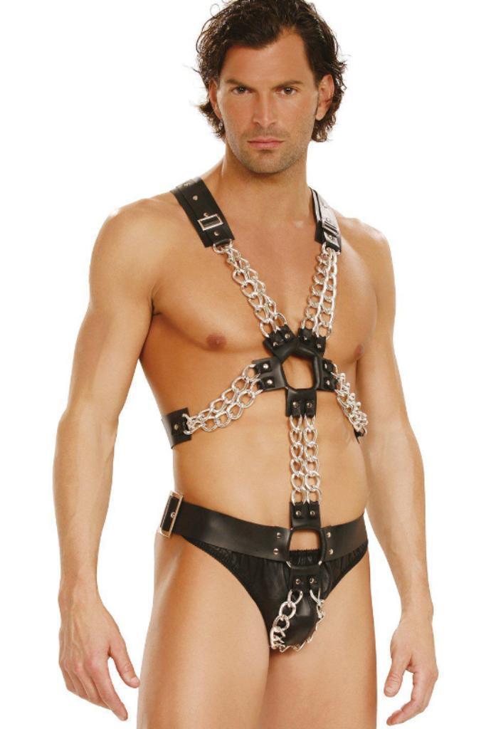 Unisex Leather Harness With Chains
