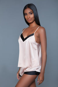 BeWicked V Neck Satin Sleepwear Set in Ivory 