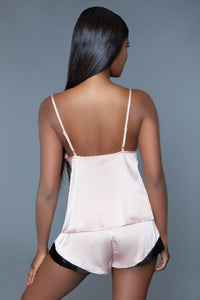 BeWicked V Neck Satin Sleepwear Set in Ivory 