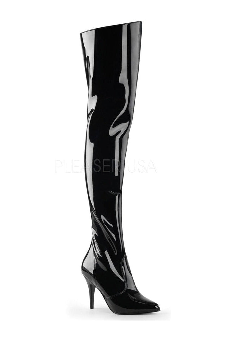 Pleaser VANITY-3010 Thigh Boot in Black Patent from SexyShoes.com