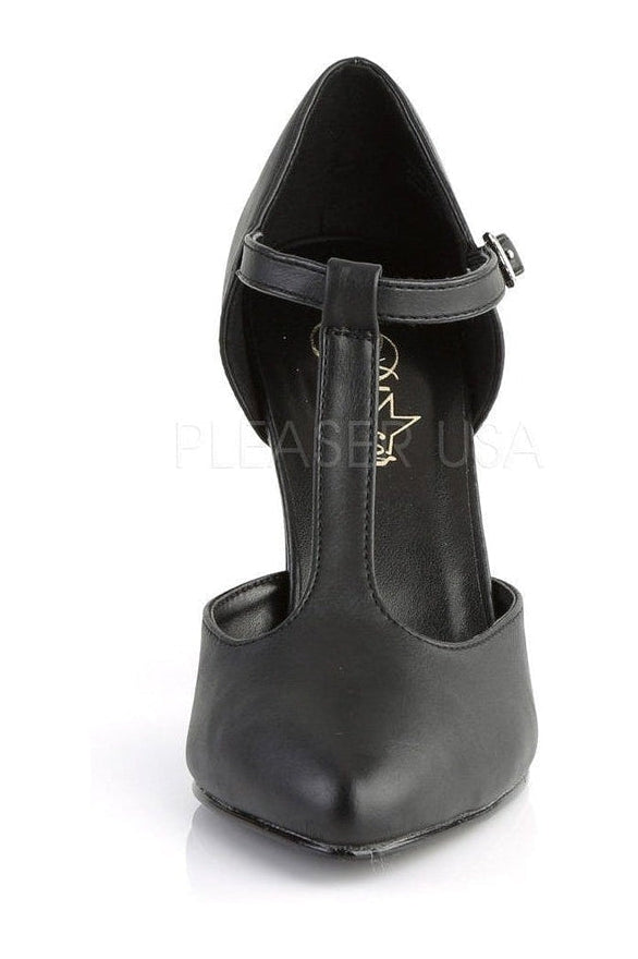 Pleaser VANITY-415 Pump in Black Faux Leather
