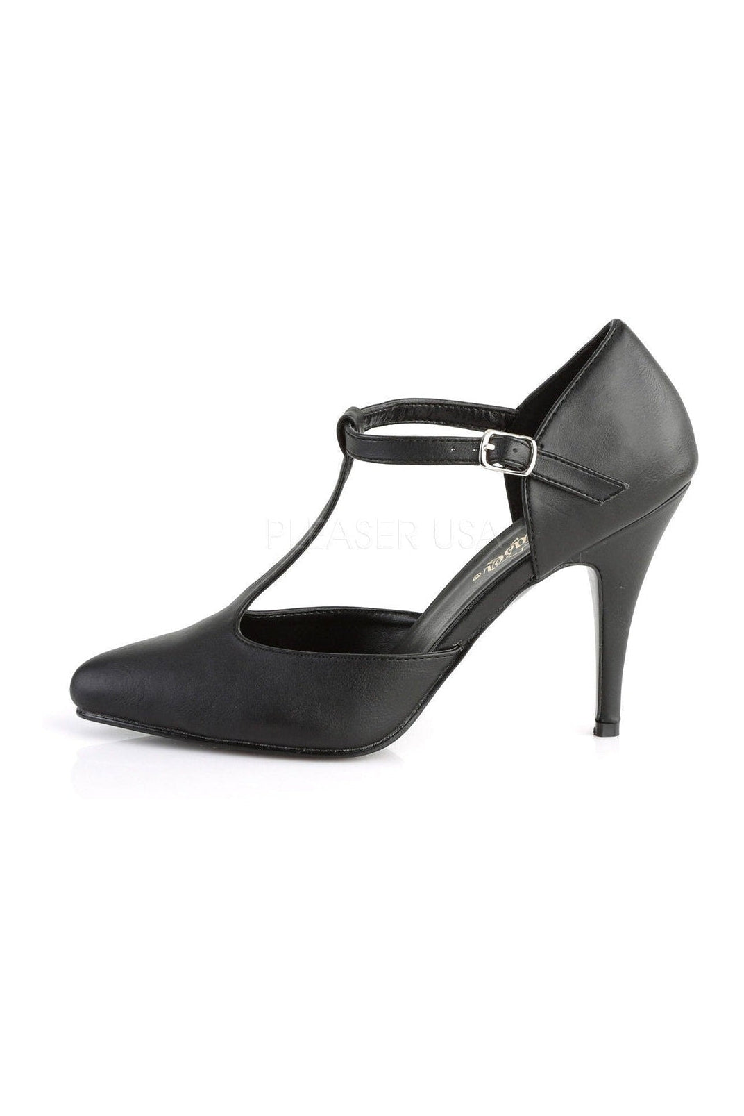 Pleaser VANITY-415 Pump in Black Faux Leather