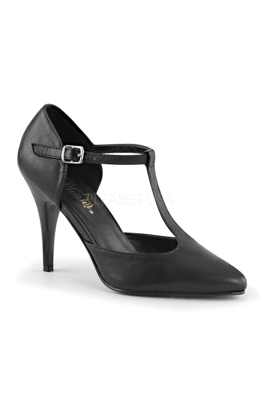 Pleaser VANITY-415 Pump in Black Faux Leather from SexyShoes.com