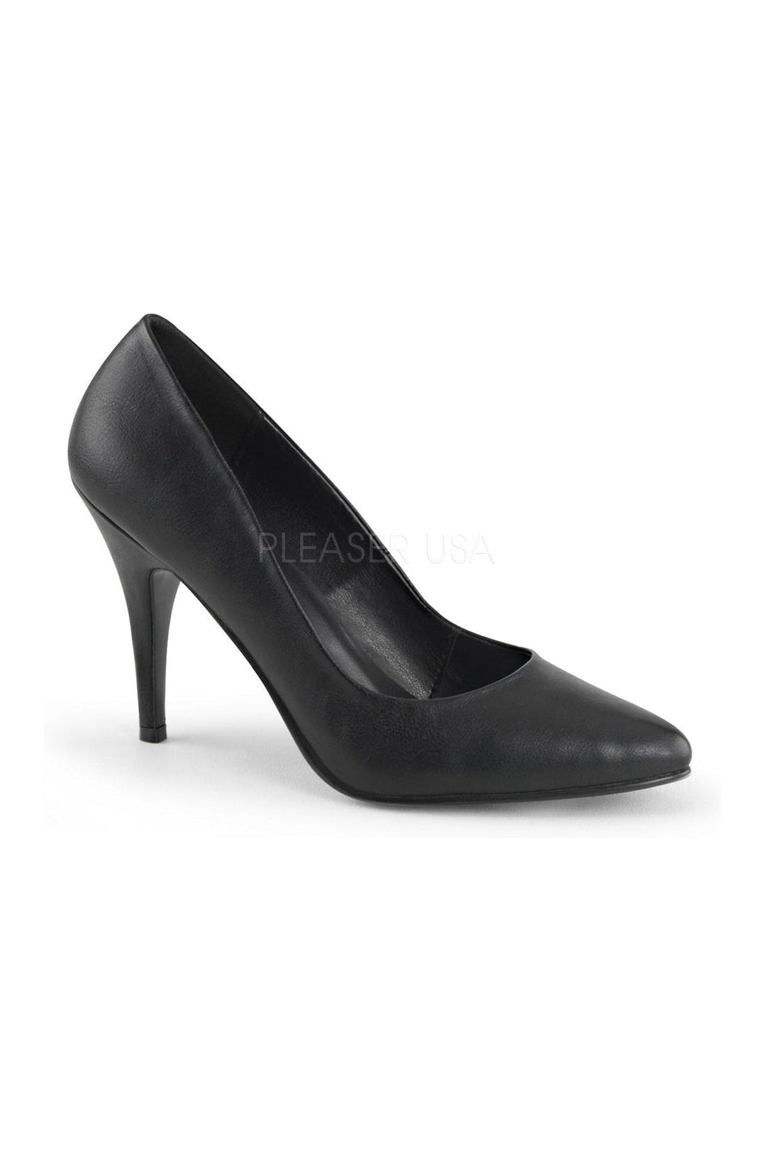 VANITY-420 Pump | Black Faux Leather-Pleaser-Black-Pumps-SEXYSHOES.COM