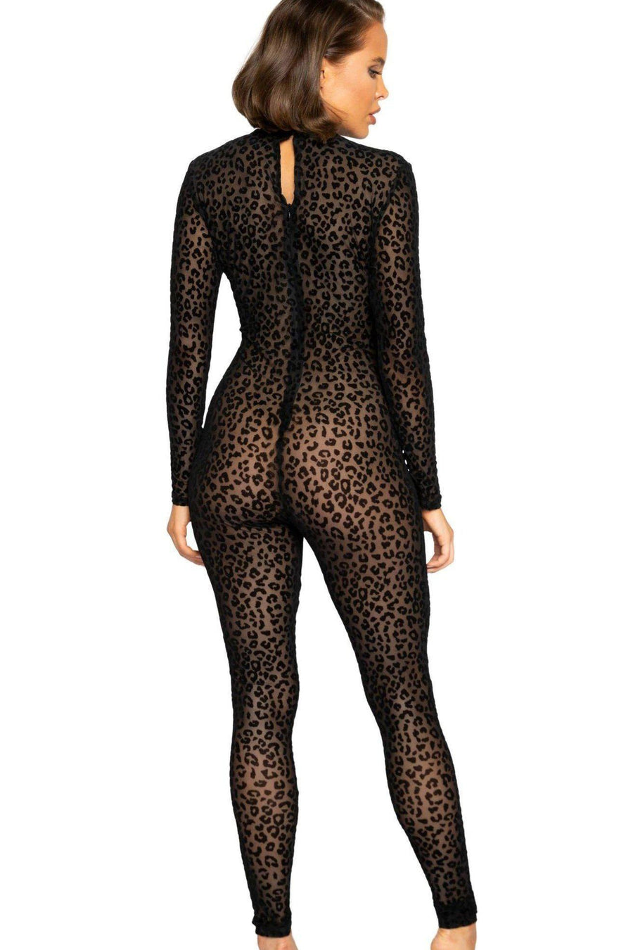 Roma Dancewear Velvet Leopard Bodystocking in Black 