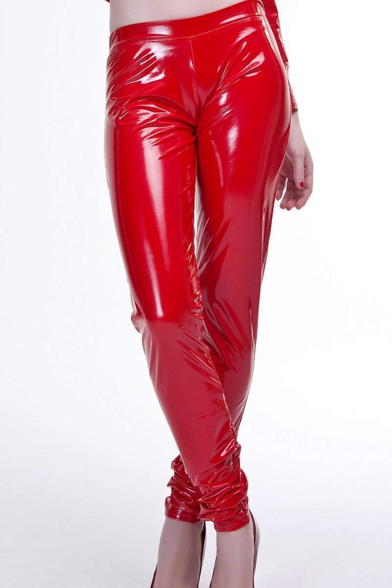 Vera Leggings Pants | Red Vinyl-Patrice Catanzaro-Red-Fetish Leggings-SEXYSHOES.COM