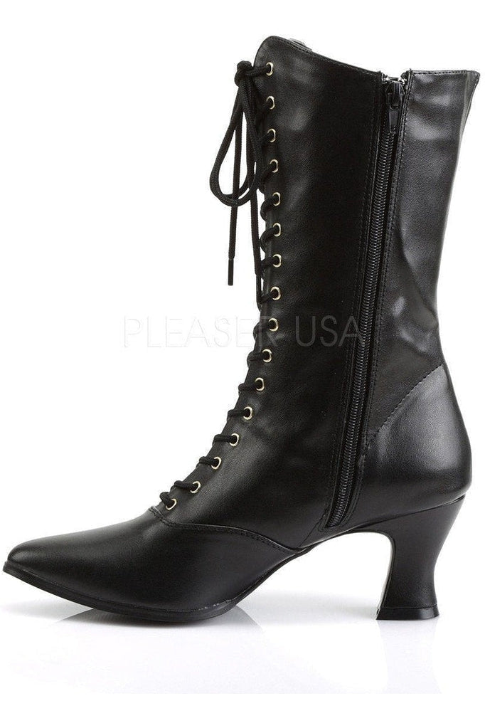 VICTORIAN-120 Ankle Boot | Black Faux Leather-Funtasma-Ankle Boots-SEXYSHOES.COM