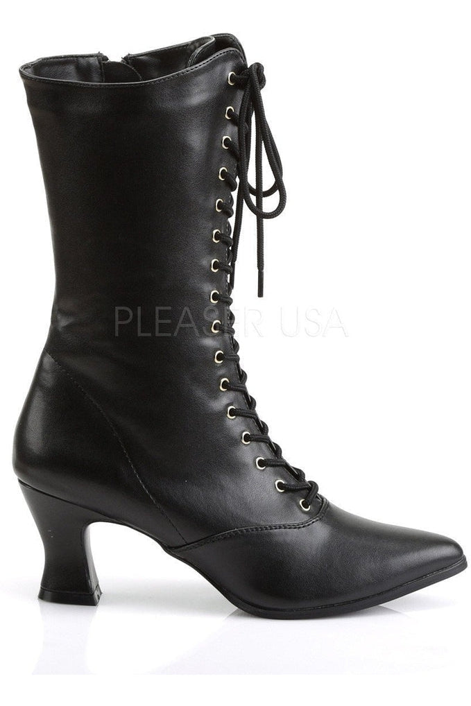 VICTORIAN-120 Ankle Boot | Black Faux Leather-Funtasma-Ankle Boots-SEXYSHOES.COM