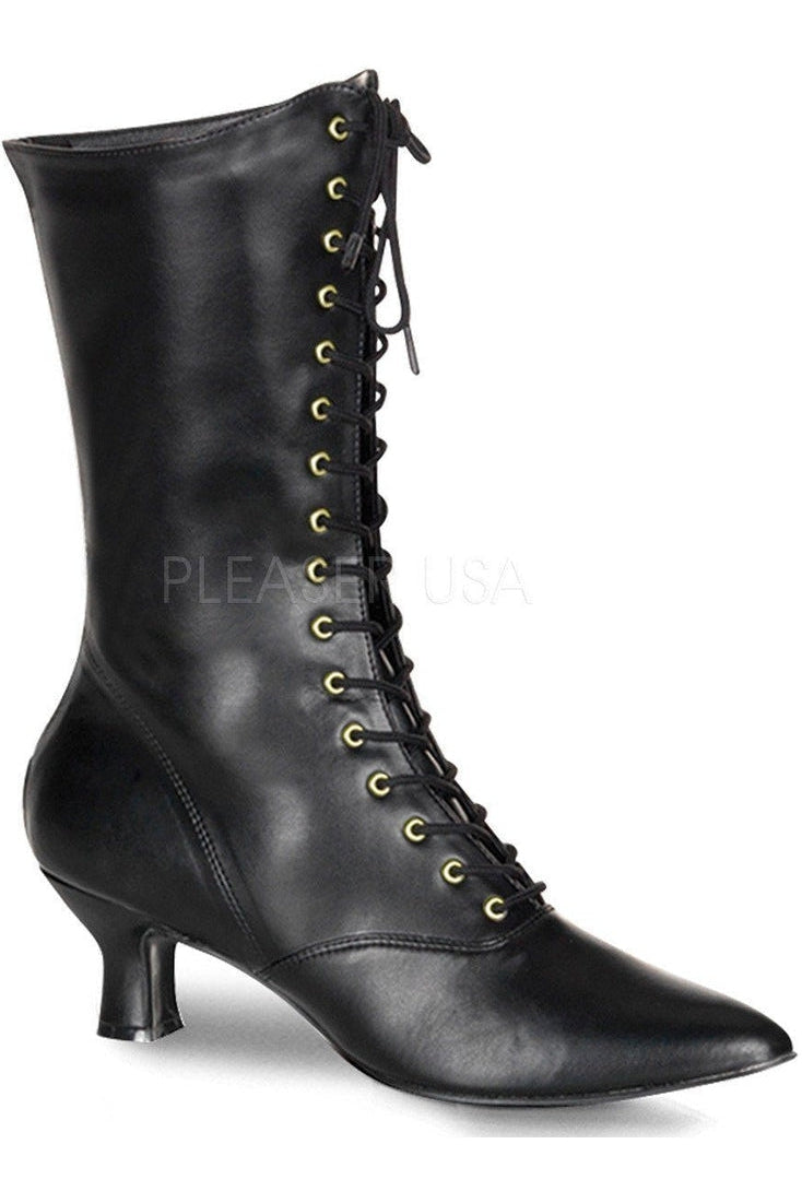 VICTORIAN-120 Ankle Boot | Black Faux Leather-Funtasma-Black-Ankle Boots-SEXYSHOES.COM