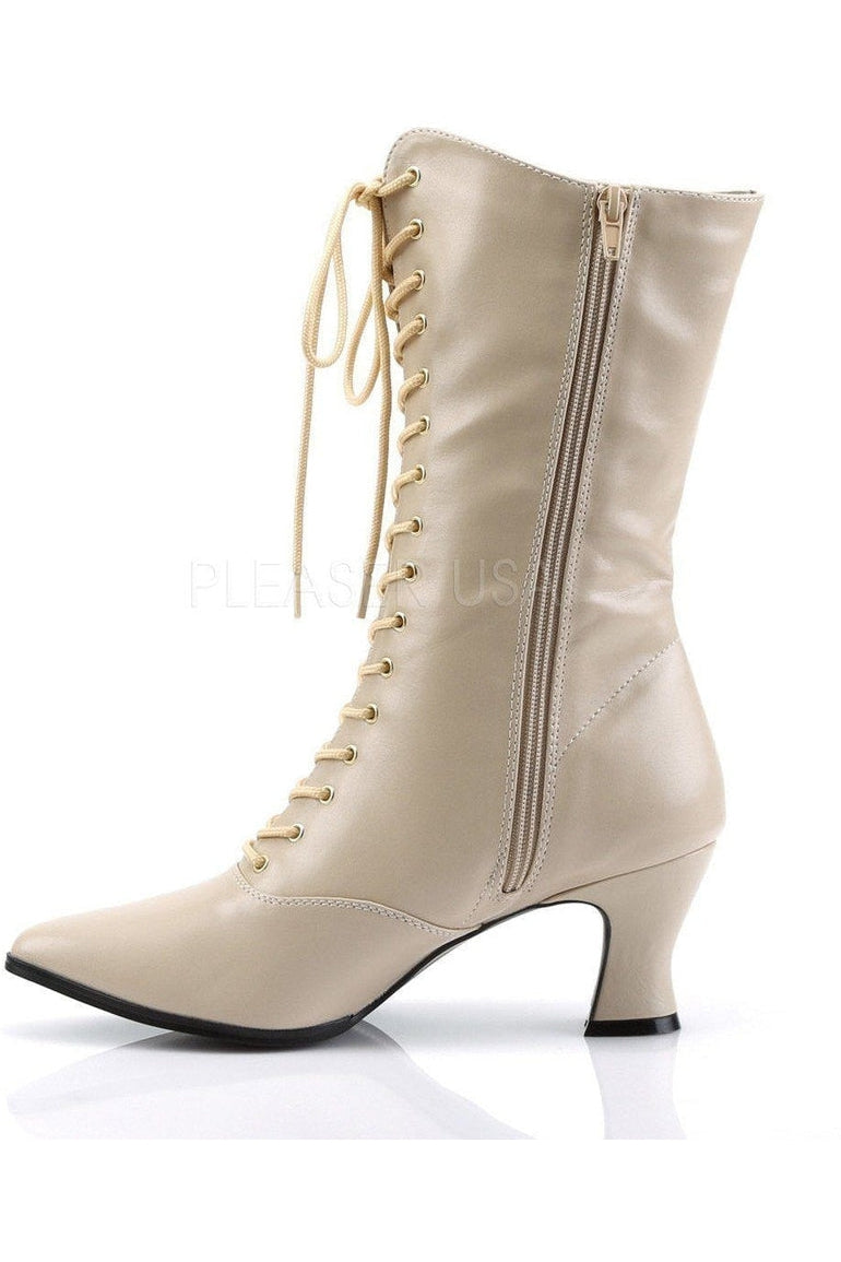 VICTORIAN-120 Ankle Boot | Bone Faux Leather-Funtasma-Ankle Boots-SEXYSHOES.COM
