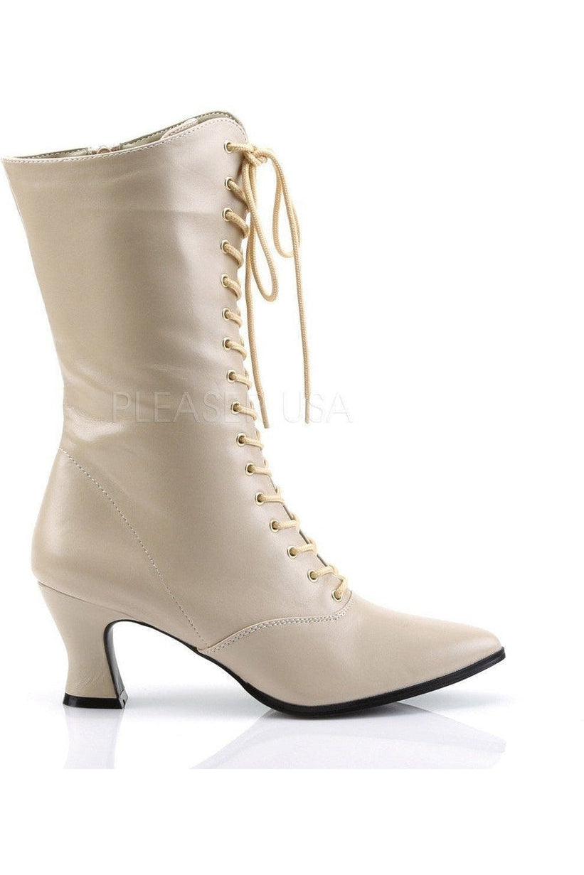 VICTORIAN-120 Ankle Boot | Bone Faux Leather-Funtasma-Ankle Boots-SEXYSHOES.COM