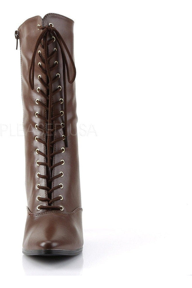VICTORIAN-120 Ankle Boot | Brown Faux Leather-Funtasma-Ankle Boots-SEXYSHOES.COM
