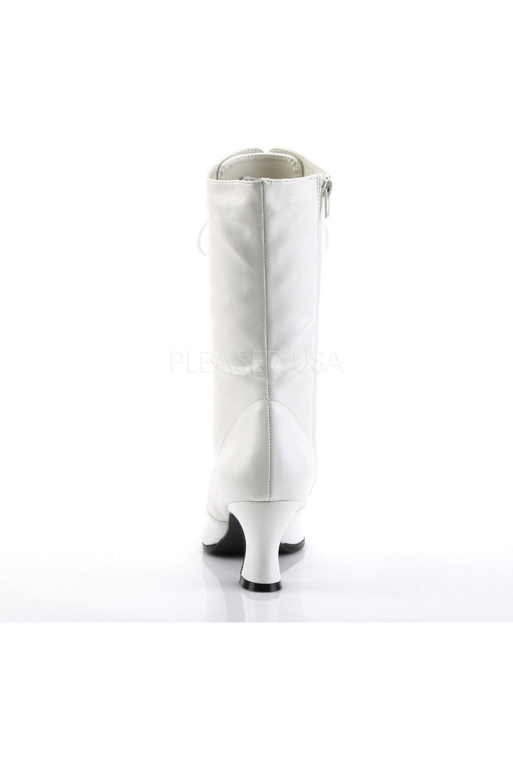 VICTORIAN-120 Ankle Boot | White Faux Leather-Funtasma-Ankle Boots-SEXYSHOES.COM