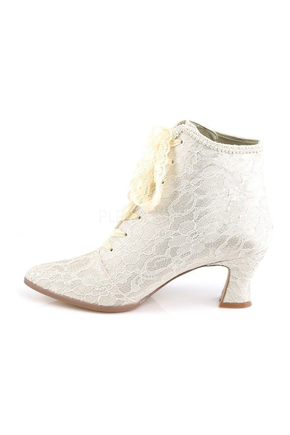 VICTORIAN-30 Ankle Boot | Champagne Genuine Satin-Fabulicious-Ankle Boots-SEXYSHOES.COM