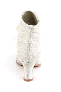 Fabulicious VICTORIAN-30 Ankle Boot in Ivory Satin
