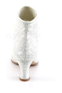 Fabulicious VICTORIAN-30 Ankle Boot in Ivory Satin