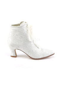 Fabulicious VICTORIAN-30 Ankle Boot in Ivory Satin