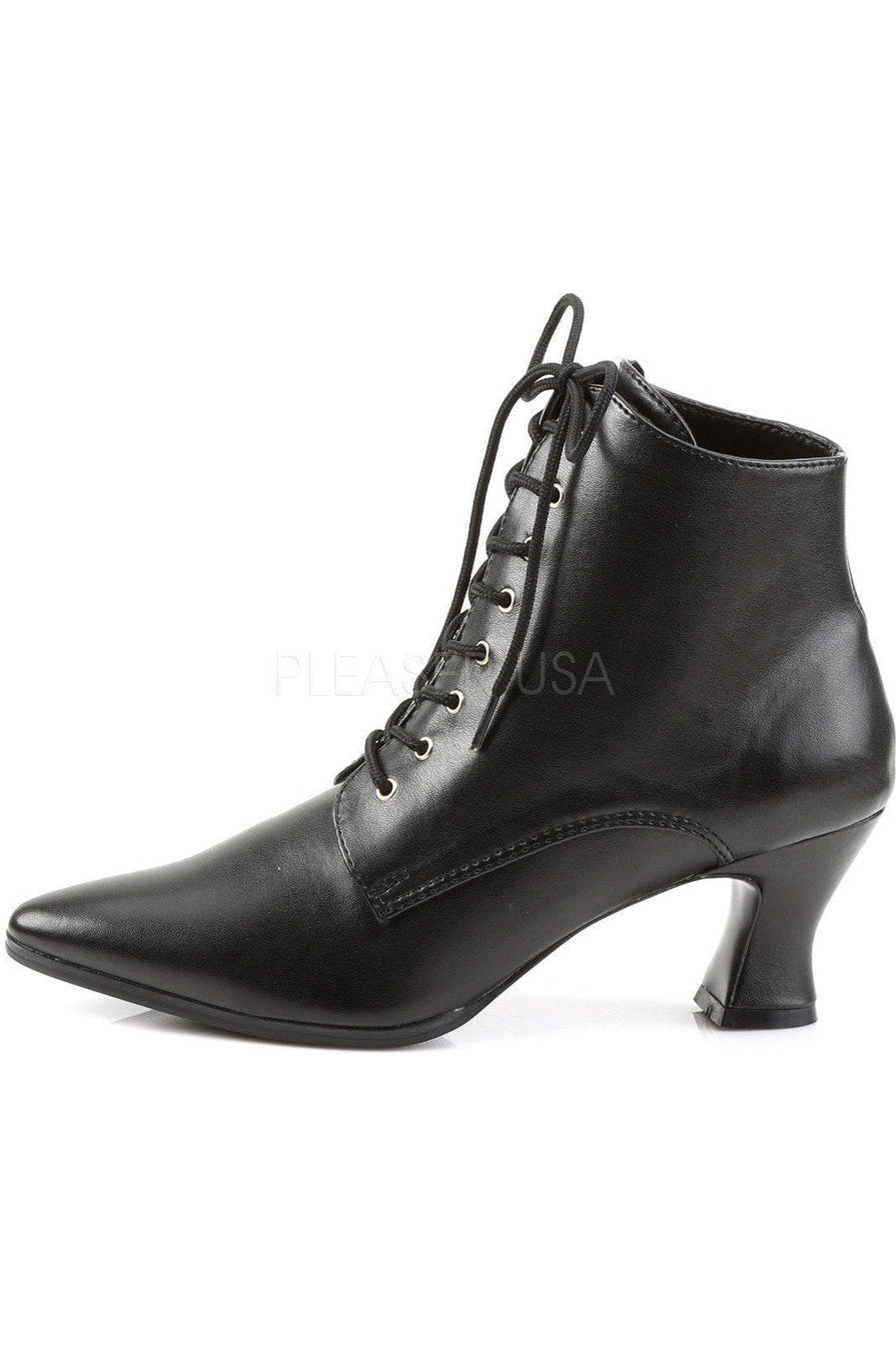 VICTORIAN-35 Ankle Boot | Black Faux Leather-Funtasma-Ankle Boots-SEXYSHOES.COM