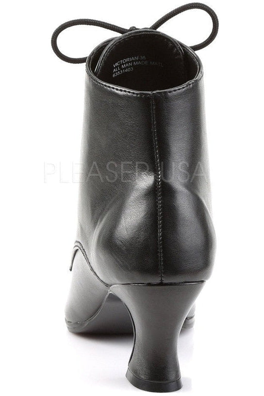 VICTORIAN-35 Ankle Boot | Black Faux Leather-Funtasma-Ankle Boots-SEXYSHOES.COM