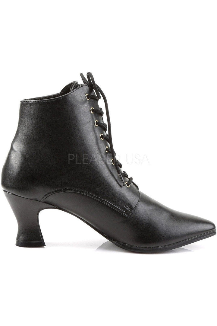 VICTORIAN-35 Ankle Boot | Black Faux Leather-Funtasma-Ankle Boots-SEXYSHOES.COM