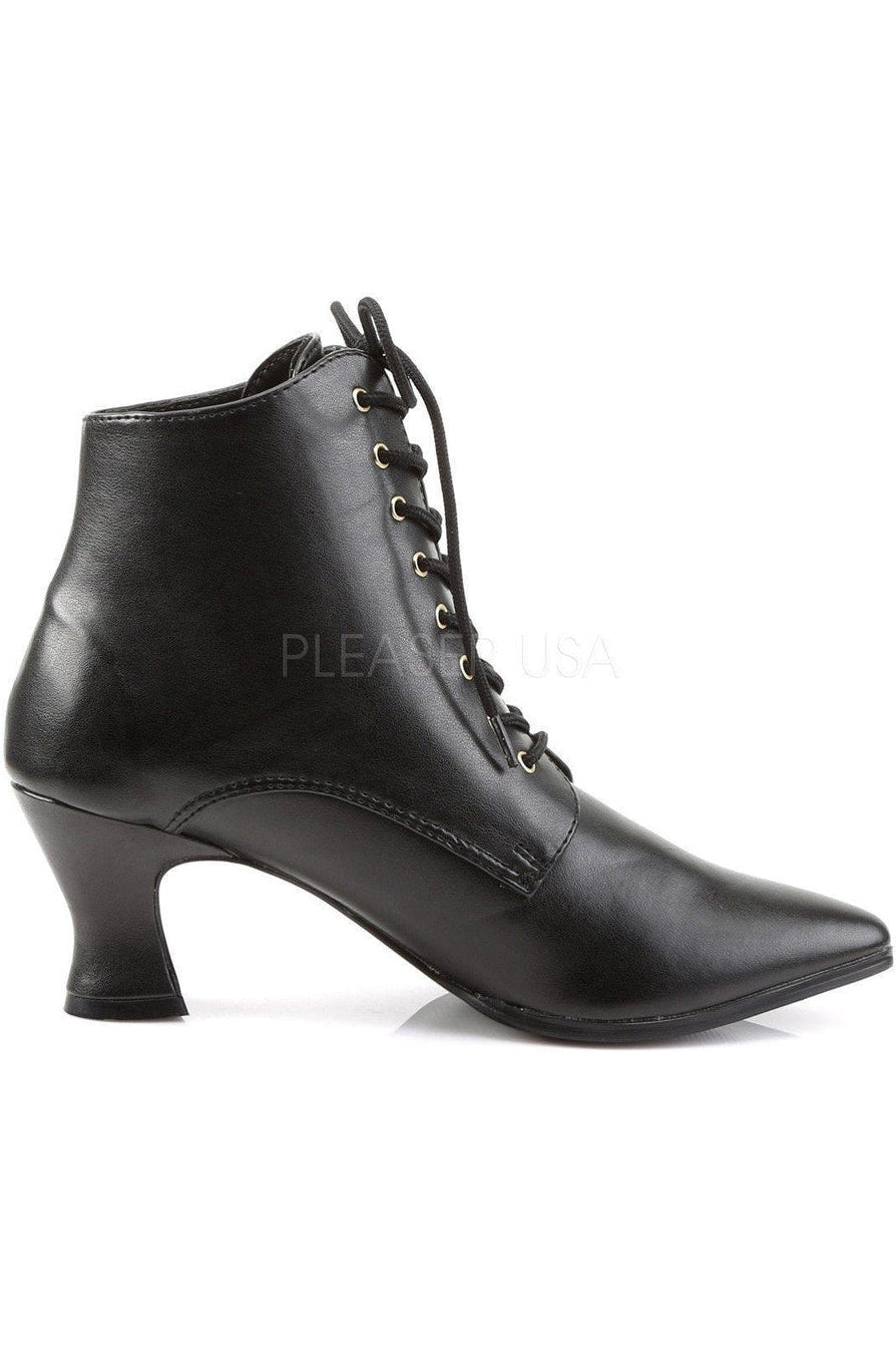 Black Leather Victorian Ankle Boots