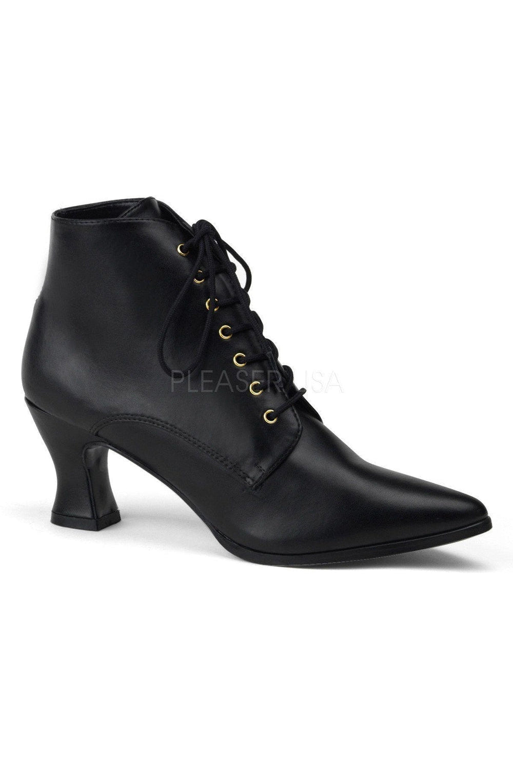 Funtasma VICTORIAN-35 Ankle Boot in Black Faux Leather from SexyShoes.com