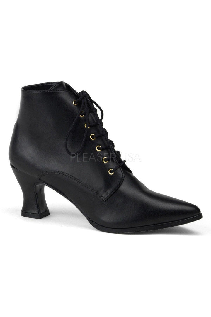 VICTORIAN-35 Ankle Boot | Black Faux Leather-Funtasma-Black-Ankle Boots-SEXYSHOES.COM