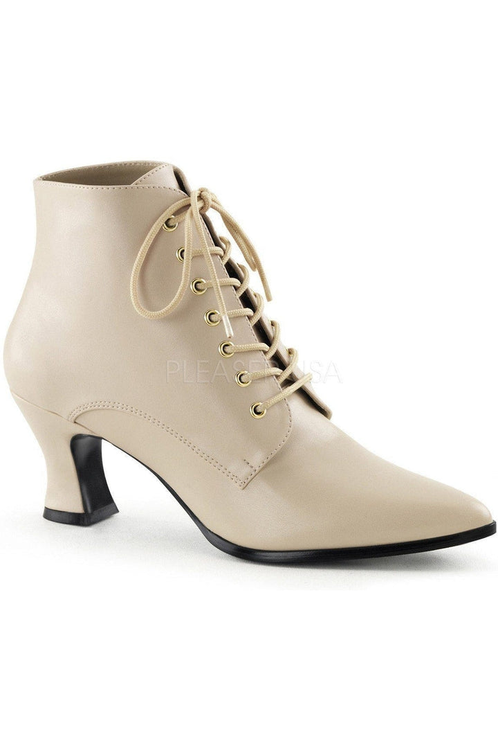 VICTORIAN-35 Ankle Boot | Bone Faux Leather-Funtasma-Bone-Ankle Boots-SEXYSHOES.COM